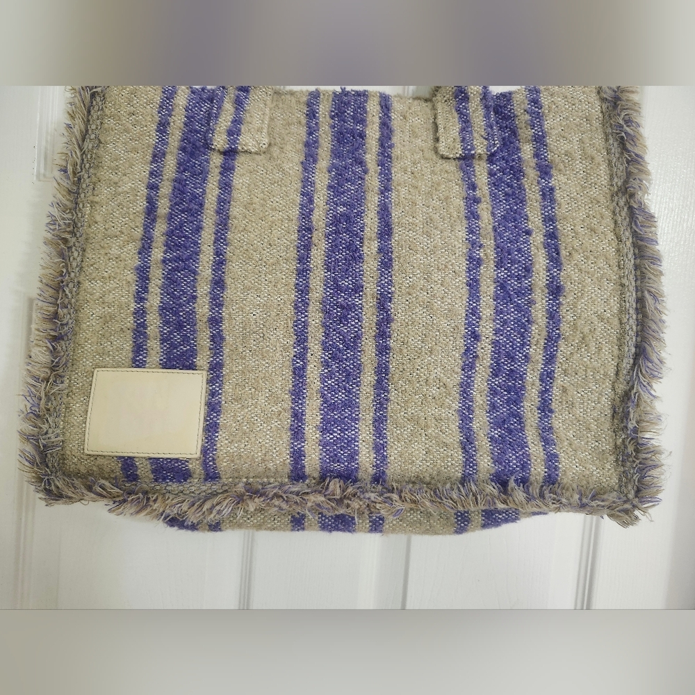 Sandro Purple and Tan Fringed Tote Bag - Picture 3 of 16